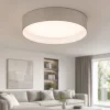 Plafoniere Moderne-Eglo Plafoniera da soffitto rotonda di tessuto tortora cilindro 32 cm pasteri