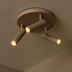 Plafoniere Moderne-Selezionato da Mazzolaluce Plafoniera da soffitto tortora con 3 faretti orientabile