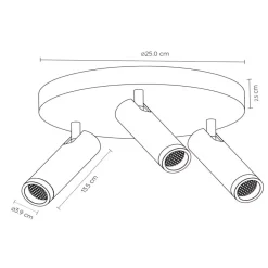 Plafoniere Moderne-Selezionato da Mazzolaluce Plafoniera da soffitto tortora con 3 faretti orientabile