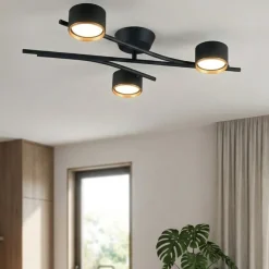 Plafoniere Moderne-Selezionato da Mazzolaluce Plafoniera design minimal moderna nero oro luci orientabili