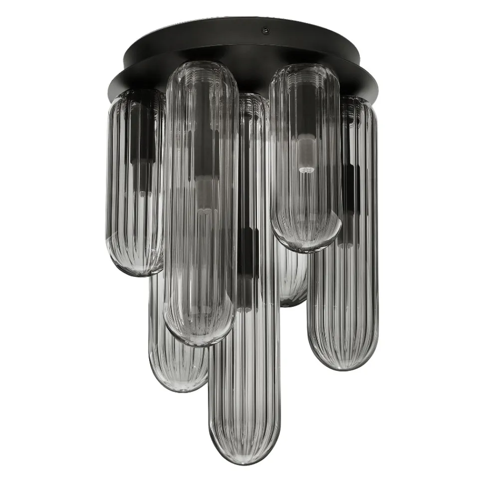 Plafoniere Moderne-Selezionato da Mazzolaluce Plafoniera design moderna capsule in vetro fume per soggiorno