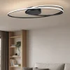 Plafoniere Moderne-Selezionato da Mazzolaluce Plafoniera design moderna led 3000k nera ovale per soggiorno