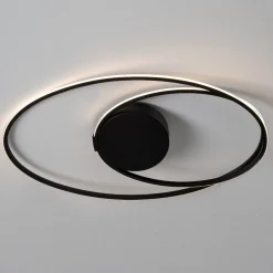 Plafoniere Moderne-Selezionato da Mazzolaluce Plafoniera design moderna led 3000k nera ovale per soggiorno
