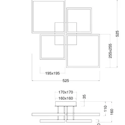 Plafoniere Moderne-Selezionato da Mazzolaluce Plafoniera design moderna quadrati nera 24w 3000k dimmerabile