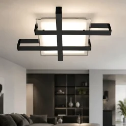 Plafoniere Moderne-Top Light Plafoniera design moderna small nero cross rettangolare