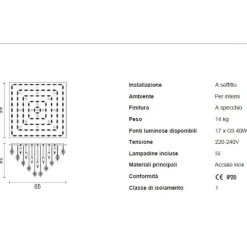 Plafoniere Moderne-Affralux Plafoniera di cristallo per camera da letto quadrata