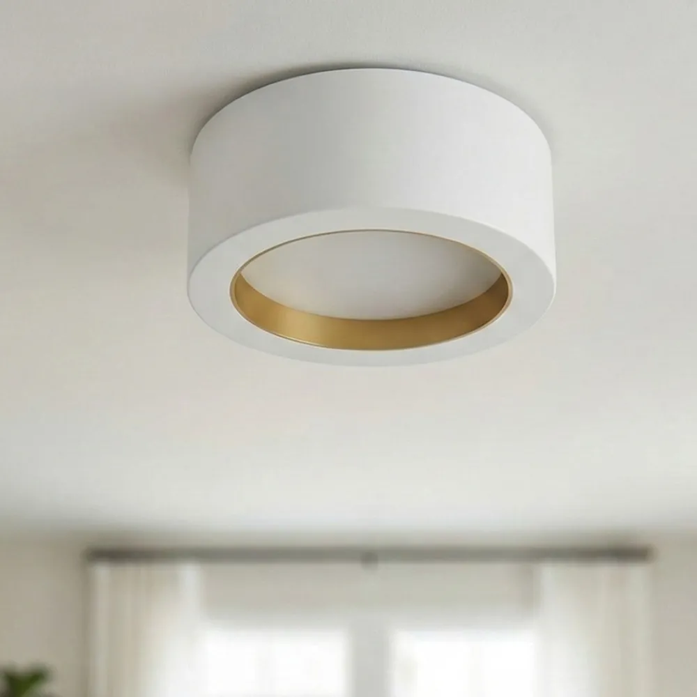 Plafoniere Moderne-Selezionato da Mazzolaluce Plafoniera di gesso cilindrica cornice oro moderna gx53