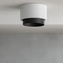 Plafoniere Moderne-Sforzin Illuminazione Plafoniera di gesso rotonda moderna bianco nero sforzin syme