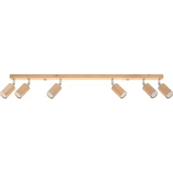 Plafoniere Moderne-Selezionato da Mazzolaluce Plafoniera di legno 120cm con faretti orientabili