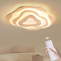 Plafoniere Moderne-Selezionato da Mazzolaluce Plafoniera di legno led 40w da 2700k a 6000k con telecomando