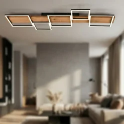 Plafoniere Moderne-Selezionato da Mazzolaluce Plafoniera di legno moderna per soggiorno led dimmerabile
