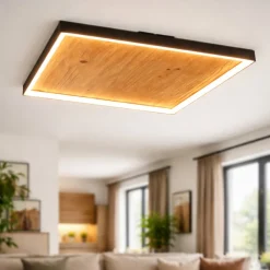 Plafoniere Moderne-Selezionato da Mazzolaluce Plafoniera di legno moderna quadrata led 41w 3000k dimmerabile