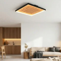Plafoniere Moderne-Selezionato da Mazzolaluce Plafoniera di legno moderna quadrata led 41w 3000k dimmerabile