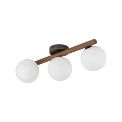 Plafoniere Moderne-Selezionato da Mazzolaluce Plafoniera di legno noce moderna sfere vetro bianco