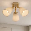 Plafoniere Moderne-Selezionato da Mazzolaluce Plafoniera di legno paralumi in lino stile scandinavo per camera da letto