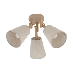 Plafoniere Moderne-Selezionato da Mazzolaluce Plafoniera di legno paralumi in lino stile scandinavo per camera da letto
