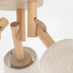 Plafoniere Moderne-Selezionato da Mazzolaluce Plafoniera di legno paralumi in lino stile scandinavo per camera da letto