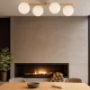 Plafoniere Moderne-Selezionato da Mazzolaluce Plafoniera di legno pino sfere vetro bianco per cucina