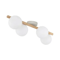 Plafoniere Moderne-Selezionato da Mazzolaluce Plafoniera di legno pino sfere vetro bianco per cucina