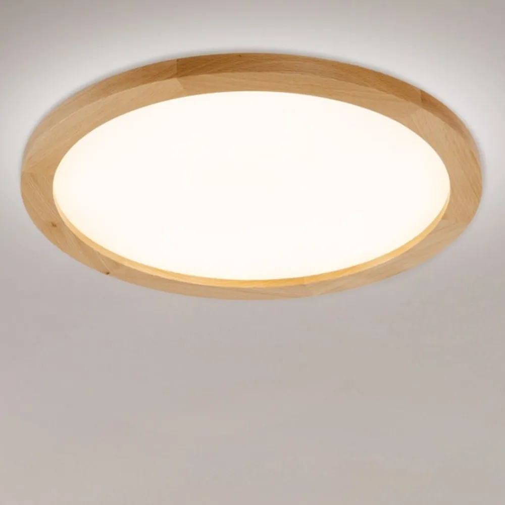 Plafoniere Bagno-Selezionato da Mazzolaluce Plafoniera di legno rotonda led 45w cct stile scandinavo