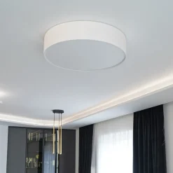 Plafoniere Moderne-Selezionato da Mazzolaluce Plafoniera di tessuto bianco 60 cm cilindro per soggiorno moderno