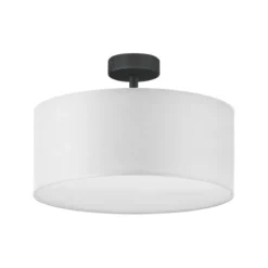 Plafoniere Moderne-Selezionato da Mazzolaluce Plafoniera di tessuto cilindro bianco moderno 40 cm per camera da letto