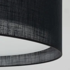 Plafoniere Moderne-Selezionato da Mazzolaluce Plafoniera di tessuto cilindro a soffitto nero per soggiorno