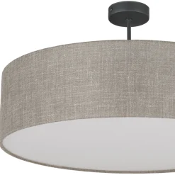 Plafoniere Moderne-Selezionato da Mazzolaluce Plafoniera di tessuto 60cm cilindro lino beige per soggiorno moderno
