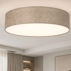 Plafoniere Moderne-Selezionato da Mazzolaluce Plafoniera di tessuto lino grezzo cilindro 78 cm per soggiorno