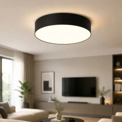 Plafoniere Moderne-Selezionato da Mazzolaluce Plafoniera di tessuto nero 60 cm cilindro per soggiorno