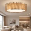 Plafoniere Moderne-Selezionato da Mazzolaluce Plafoniera di tessuto sabbia 72 cm design moderno cilindro per soggiorno