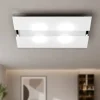 Plafoniere Moderne-Top Light Plafoniera di vetro bianco per soggiorno moderna rettangolare toplight
