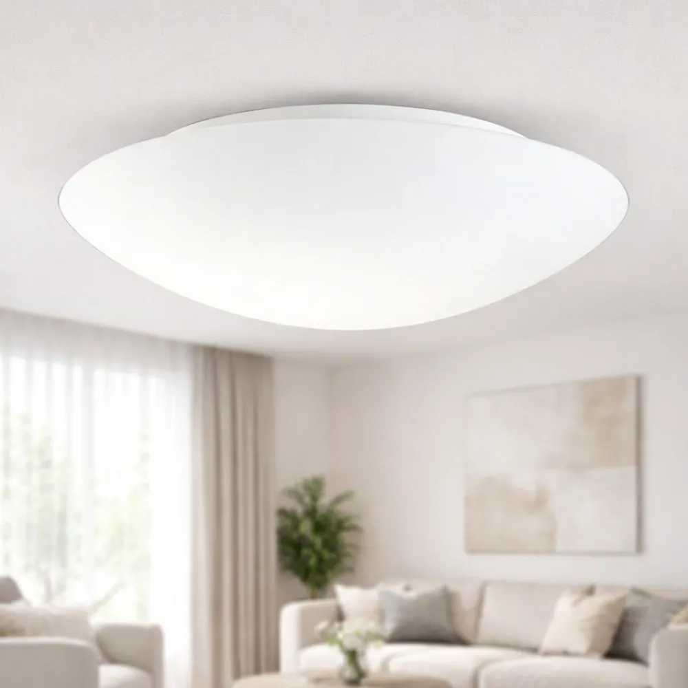 Plafoniere Moderne-Fabas Luce Plafoniera di vetro 46cm bianco rotonda pandora e27