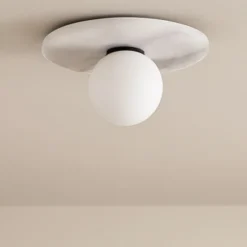 Plafoniere Moderne-Selezionato da Mazzolaluce Plafoniera dor di marmo bianco moderna rotonda