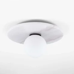 Plafoniere Moderne-Selezionato da Mazzolaluce Plafoniera dor di marmo bianco moderna rotonda