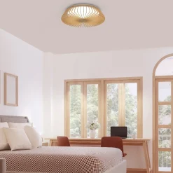 Plafoniere Moderne-Selezionato da Mazzolaluce Plafoniera effetto legno con telecomando app moderna led 2700k-5000k dimmerabile