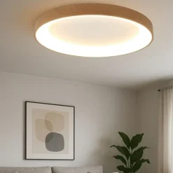 Plafoniere Moderne-Selezionato da Mazzolaluce Plafoniera effetto legno rotonda led 50w 2700k a 5000k wireless
