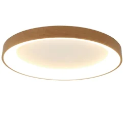 Plafoniere Moderne-Selezionato da Mazzolaluce Plafoniera effetto legno rotonda led 50w 2700k a 5000k wireless