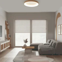 Plafoniere Moderne-Selezionato da Mazzolaluce Plafoniera effetto legno rotonda led 50w 2700k a 5000k wireless