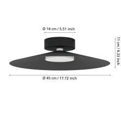 Plafoniere Moderne-Eglo Plafoniera conomavilla nera led rgb 2700k a 6500k controllo remoto app