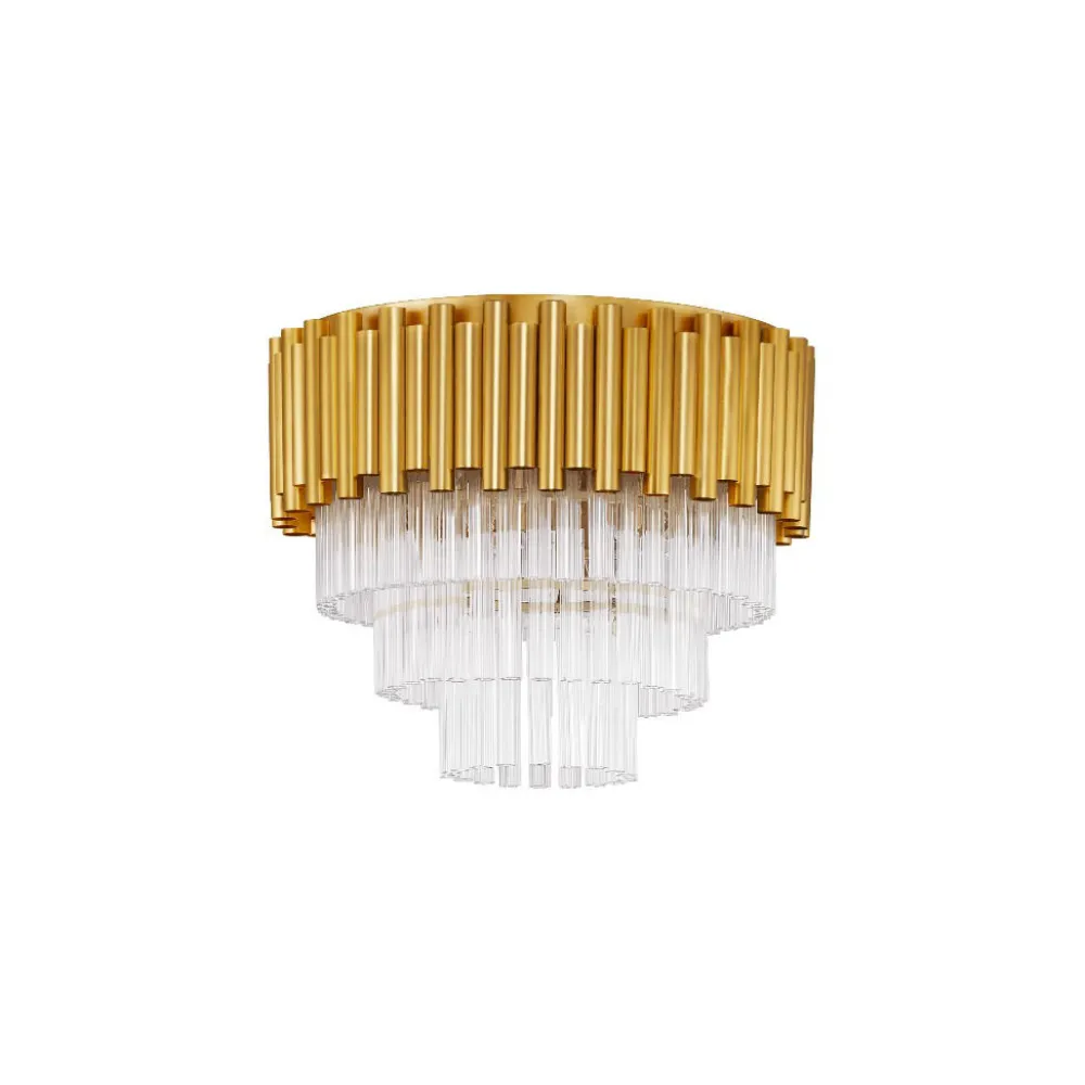 Plafoniere Moderne-Selezionato da Mazzolaluce Plafoniera elegante oro 40cm vetri cristallo per soggiorno