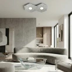 Plafoniere Moderne-Top Light Plafoniera foglia argento moderna esagonale toplight hexagon