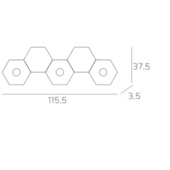 Plafoniere Moderne-Top Light Plafoniera foglia oro 3 luci led + 2 piastre metallo hexagon