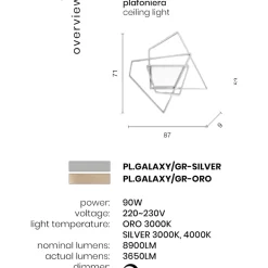 Plafoniere Moderne-Ondaluce Plafoniera galaxy pl gr silver led 3000k design originale