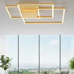 Plafoniere Moderne-Selezionato da Mazzolaluce Plafoniera geometrica moderna led 42w 3000k foglia oro
