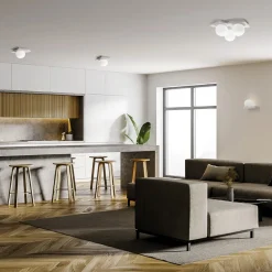 Plafoniere Moderne-Sforzin Illuminazione Plafoniera gesso bianco moderna sfera vetro sforzin cicladi