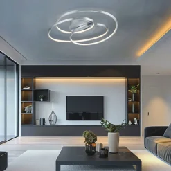 Plafoniere Moderne-Selezionato da Mazzolaluce Plafoniera grigia led 3000k dimmerabile per soggiorno design circolare