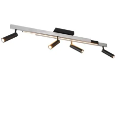 Plafoniere Moderne-Selezionato da Mazzolaluce Plafoniera grigio nero allungabile con 4 faretti led 2700k-65000k telecomando