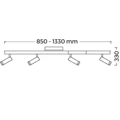 Plafoniere Moderne-Selezionato da Mazzolaluce Plafoniera grigio nero allungabile con 4 faretti led 2700k-65000k telecomando
