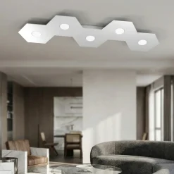 Plafoniere Moderne-Top Light Plafoniera hexagon 5 luci moderna grigio